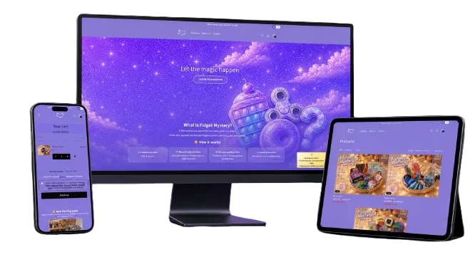Fidget Mystery Website auf Laptop, Handy und Tablet